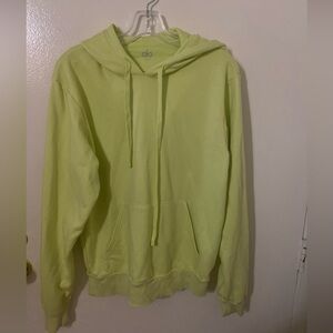 Alo Yoga Caliber Hoodie Neon Shock Yellow Logo Hoodie Sz Small